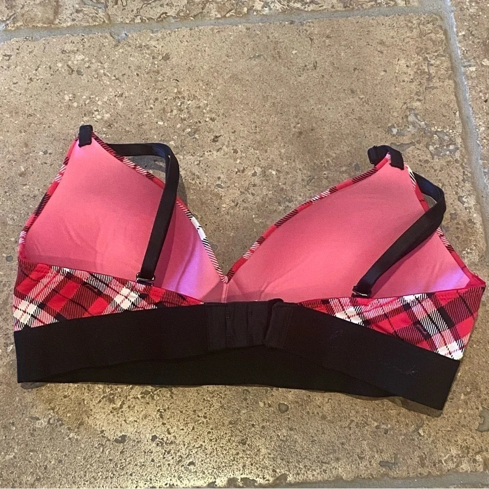NWT~VICTORIA’S SECRET Pink Red Plaid Light Padding Bra Size 34C